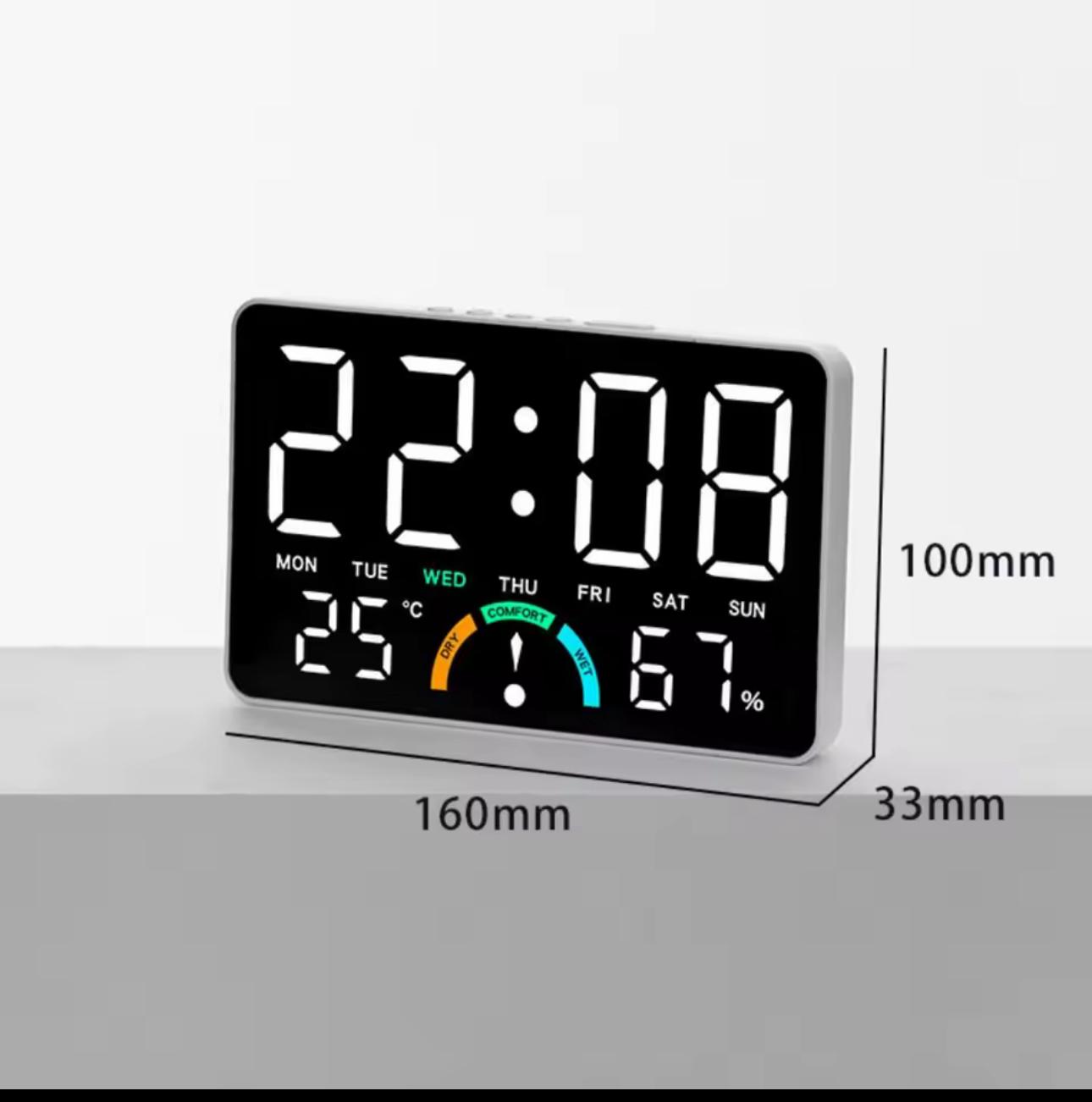 Ceas digital LED cu termometru si higrometru Afisaj mare iluminat