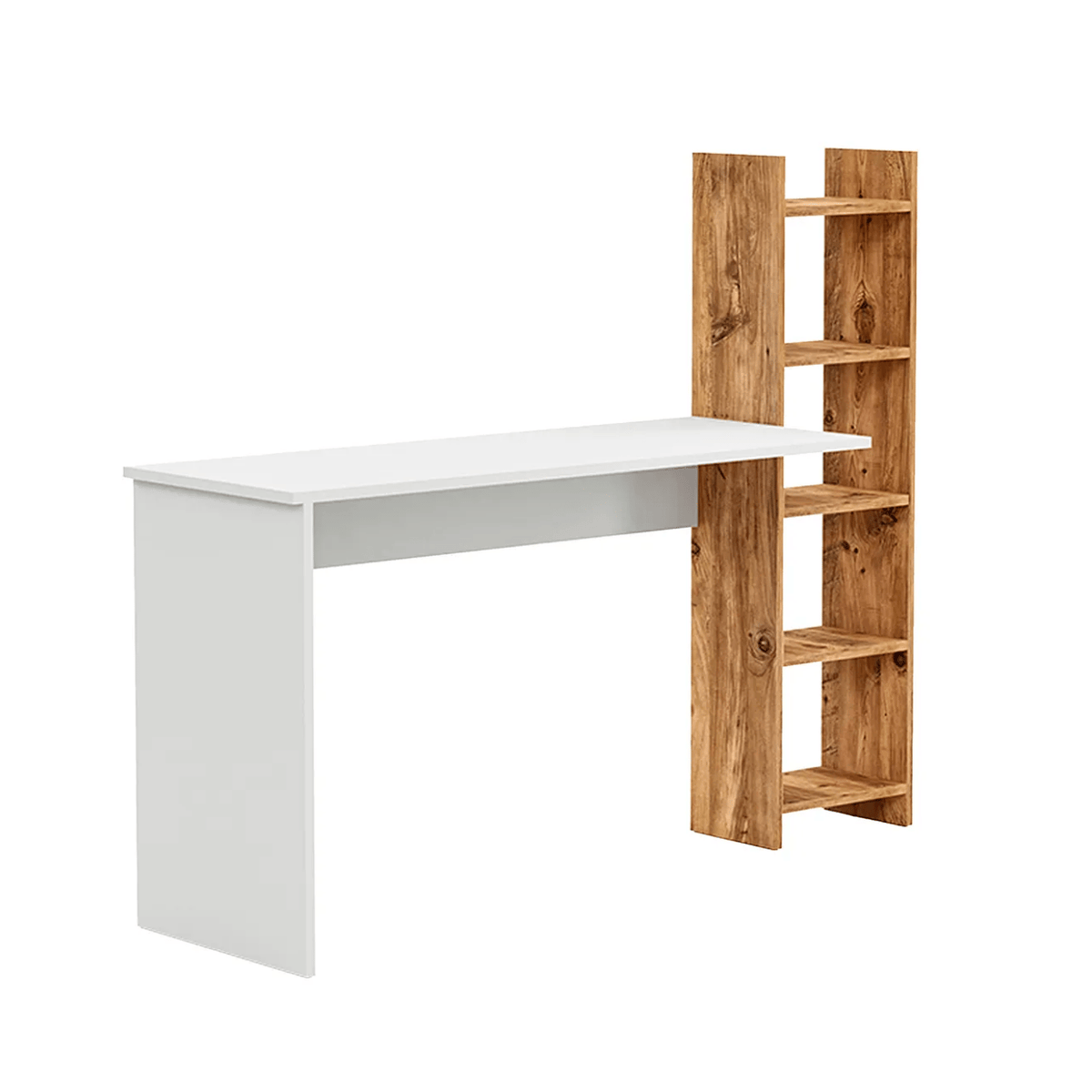 Masa birou cu biblioteca laterala si 5 rafturi, 120 cm