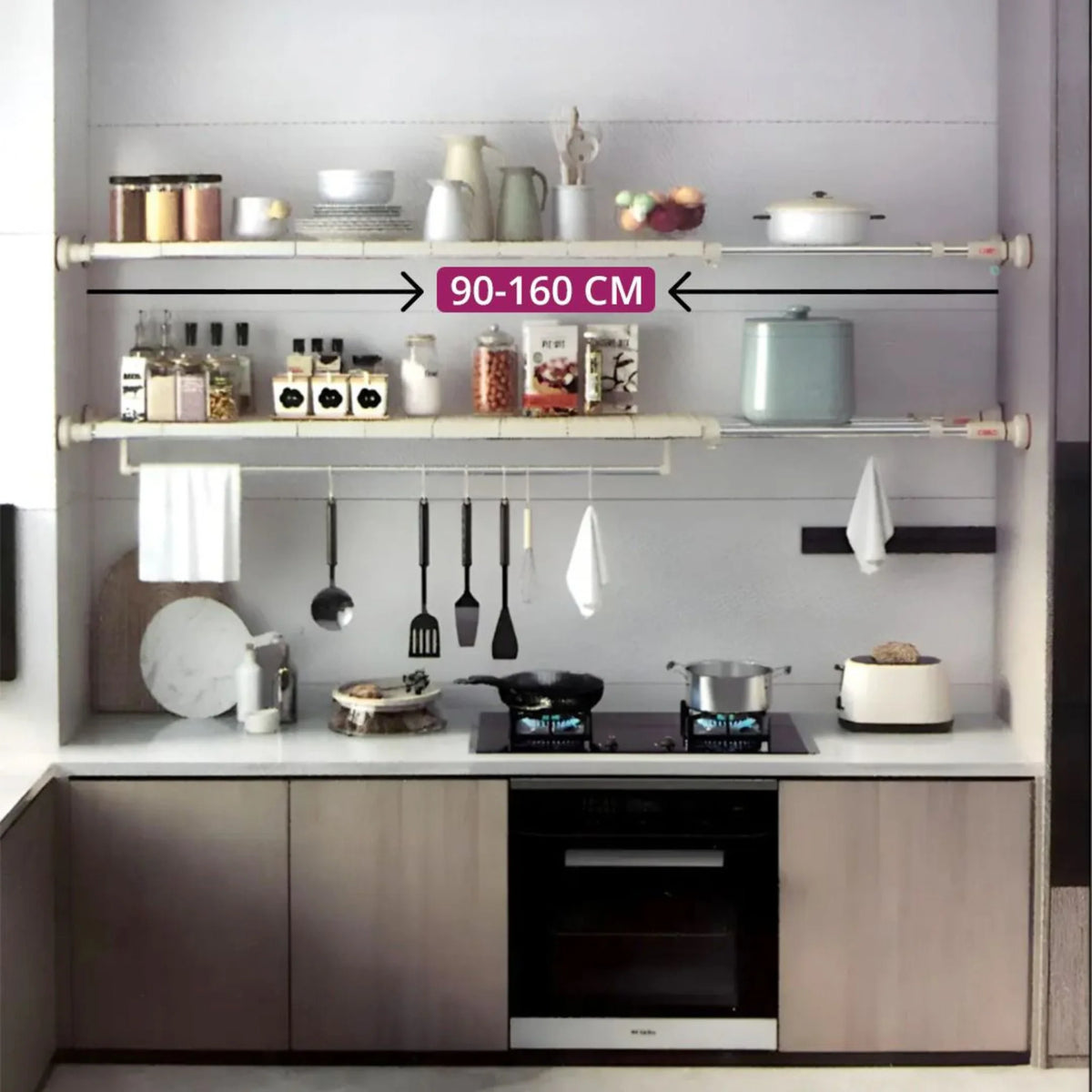 Separator telescopic multifunctional, extensibil 90–160 cm, din ABS și oțel Inoxidabil