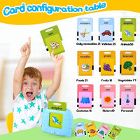 Jucarie educativa Montessori, Set masina de invatare limba engleza cu cititor de carduri, 112 bucati carduri flash 224 de