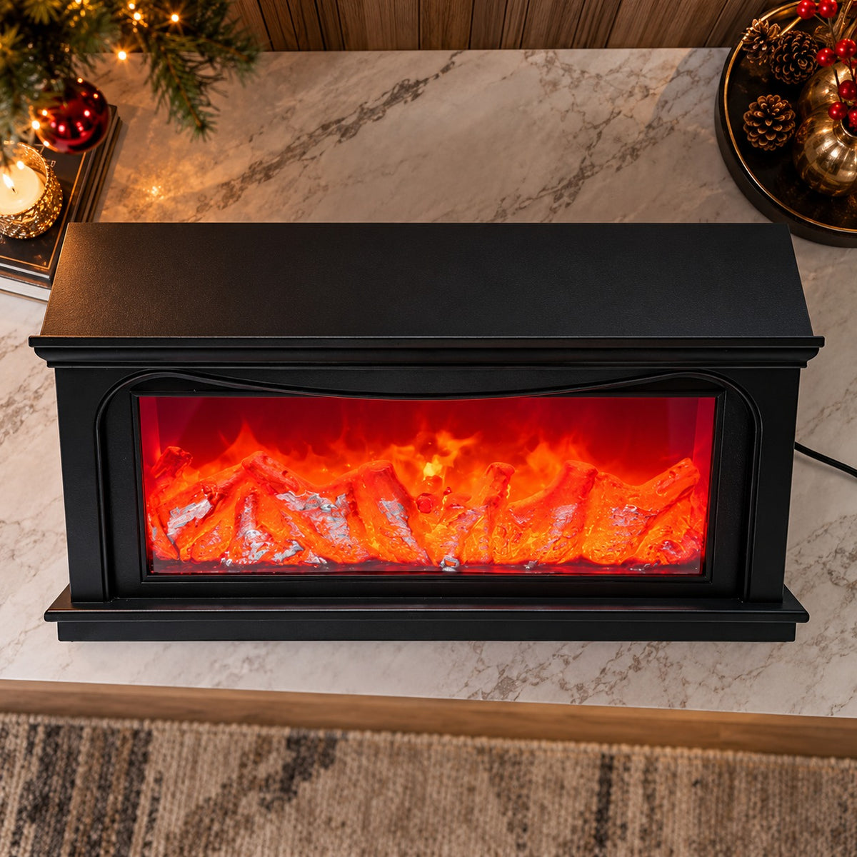 Șemineu Electric Decorativ cu Efect de Flacără LED – 40 × 20 × 10 cm - detaliu produs