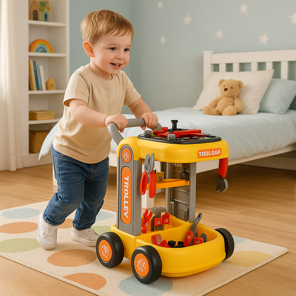 Set Troler de jucarie cu unelte de inginerie pentru copii