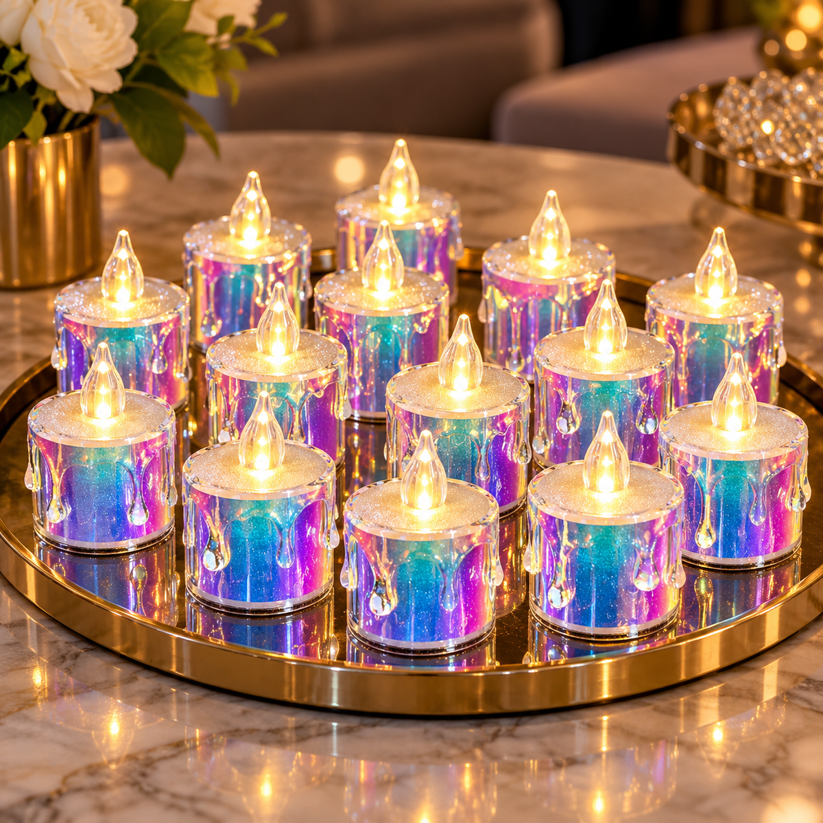 Set 15 Lumanri LED Fara Fum Decorative Multicolore cu Telecomanda - imagine principala
