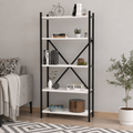 Biblioteca decorativa din PAL si metal 63x29,5x145,6 cm, cu 5 rafturi, pentru carti si accesorii