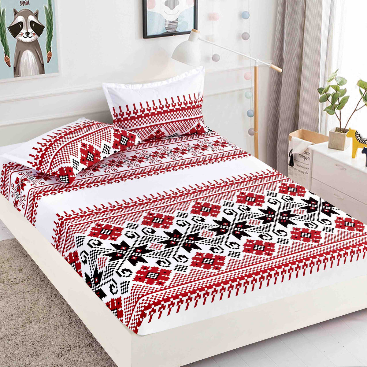 Huse de Pat 180x200 cm Bumbac 100% Alb Crem Gri Negru Protectie Completa - detaliu produs