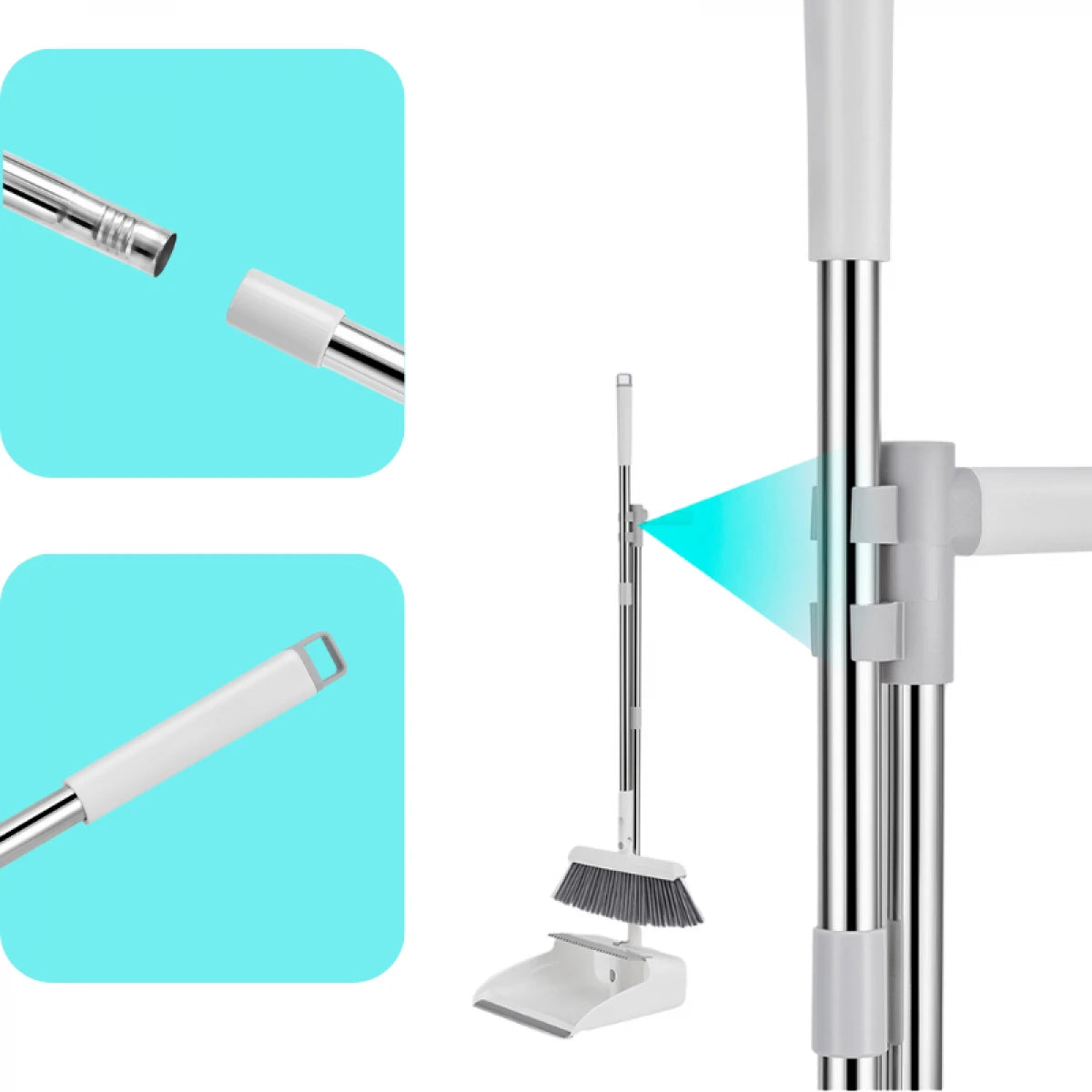 Set matura si faras pliabil, coada inox, perii moi de 7.5 cm, alb