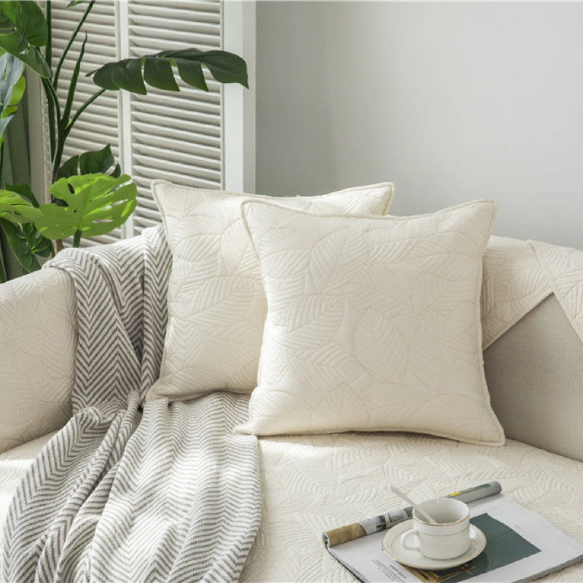 Perna decorativa din bumbac cu husa detasabila, 45 x 45 x 10 cm