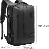 Rucsac laptop Oxford, rezistent la apa, compartiment vacuum, capacitate mare, USB, negru - imagine 11