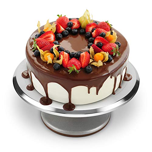 Platou cu picior rotativ pentru decorat tort, aluminiu, diametru 30 cm si picior antiaderent