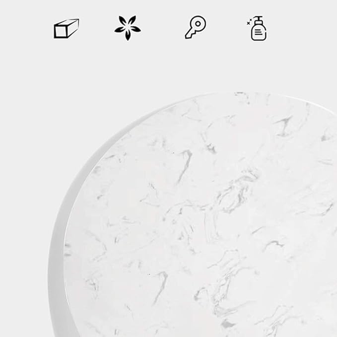 Masuta laterala moderna cu blat tip marmura si cadru metalic, design nordic slim, 50 x 33 x 55 cm