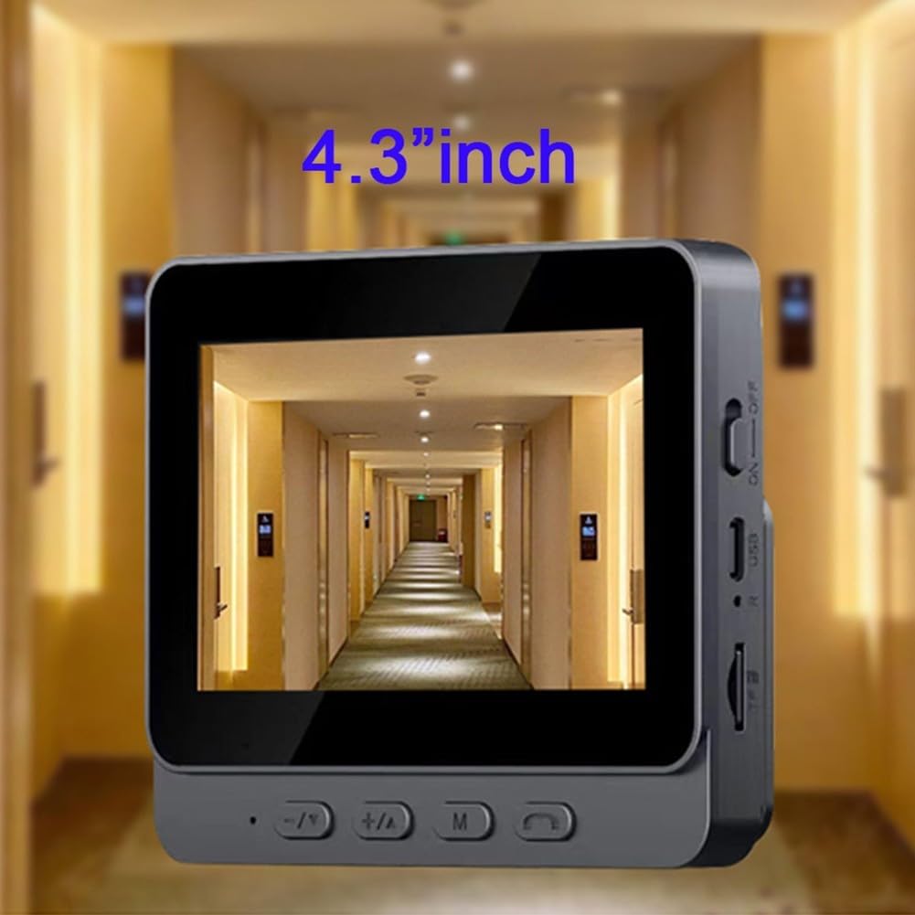Sonerie video inteligenta Wireless, Ecran IPS 4.3 inch, Night Vision, Senzor IR, Interfon Video HD, 8MP, comunicare bidirectionala, unghi de vizualizare 170°, baterii incorporate, Negru