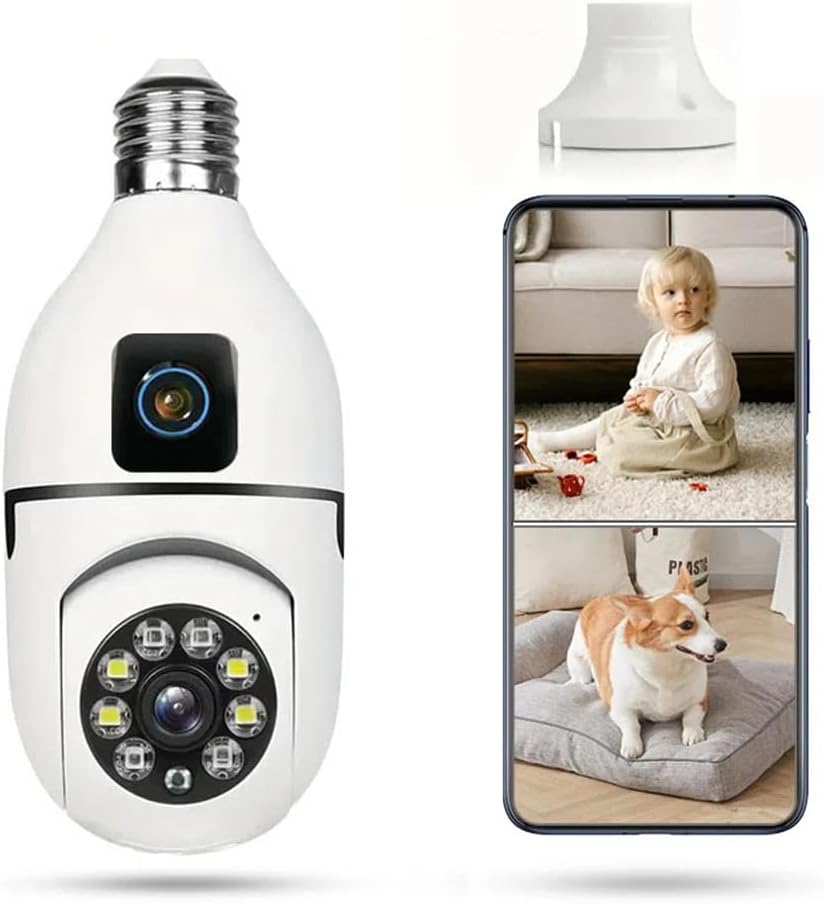 Camera de supraveghere dubla tip bec E27 cu audio bidirecțional și viziune de noapte color