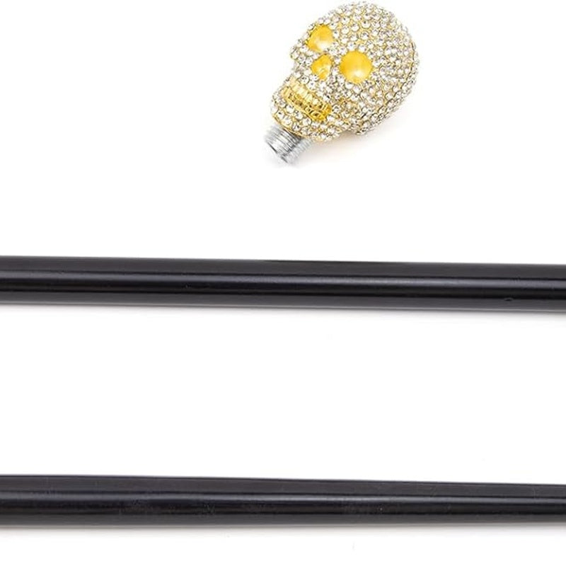 Baston de mers la moda cu cap de craniu auriu, 90 CM