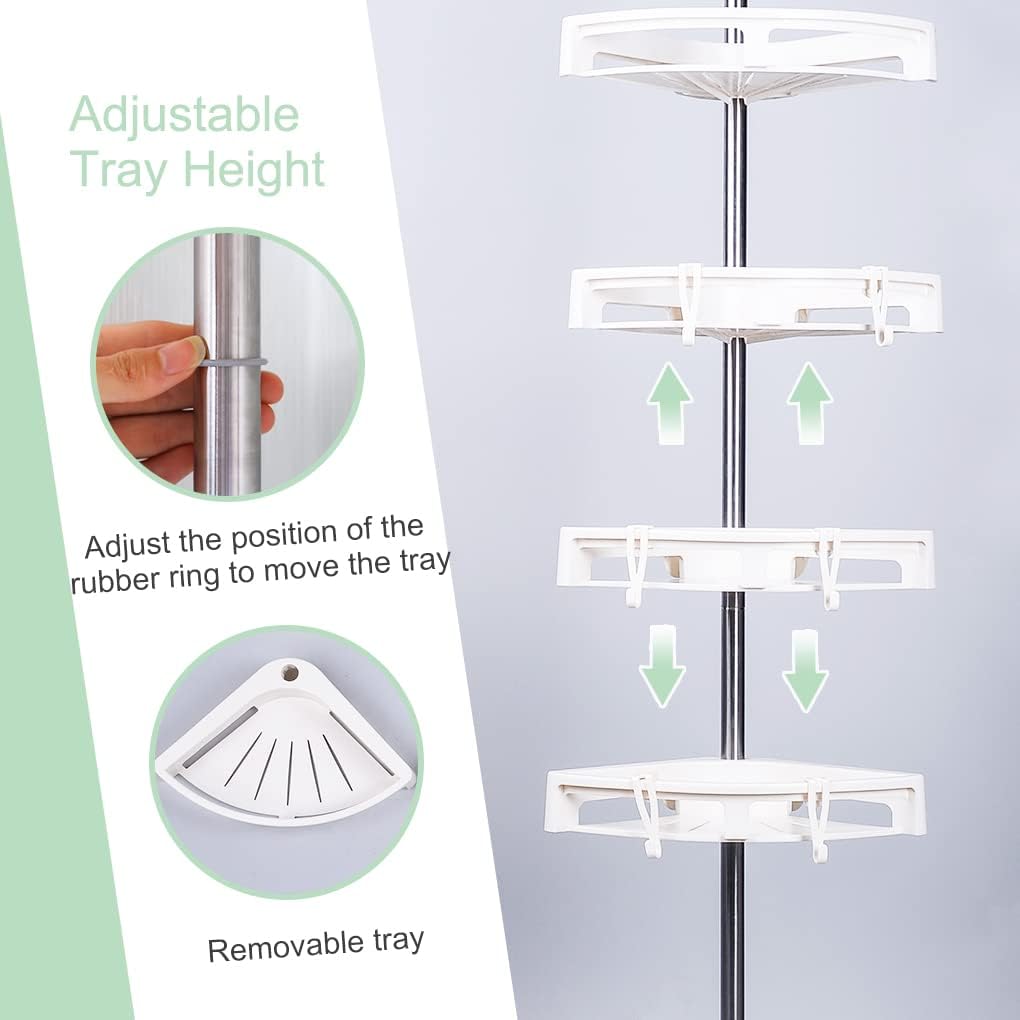 Etajera colt pentru baie si dus, 4 sau 5 rafturi, inaltime reglabila 320 cm, montare pe colt