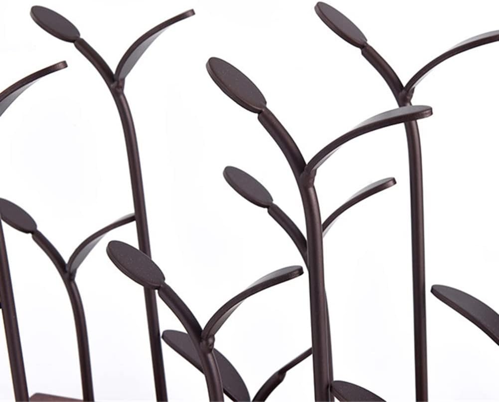 Suport pentru 6 sticle de vin, design modern, lemn natural si otel, 32.5 x 16 x 30 cm