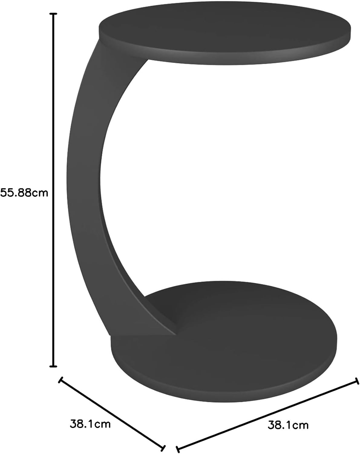 Masuta de cafea rotunda cu roti, din PAL melaminat – 38 cm diametru, 56 cm inaltime