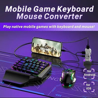 Set Gaming telefon complet 5 in 1 cu tastatura Iluminata RGB, emulator jocuri telefon, mouse gaming, suport telefon Inclus