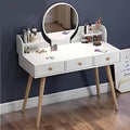 Masa de toaleta cu oglinda 100x120x40 cm design modern alba cu sertare si rafturi