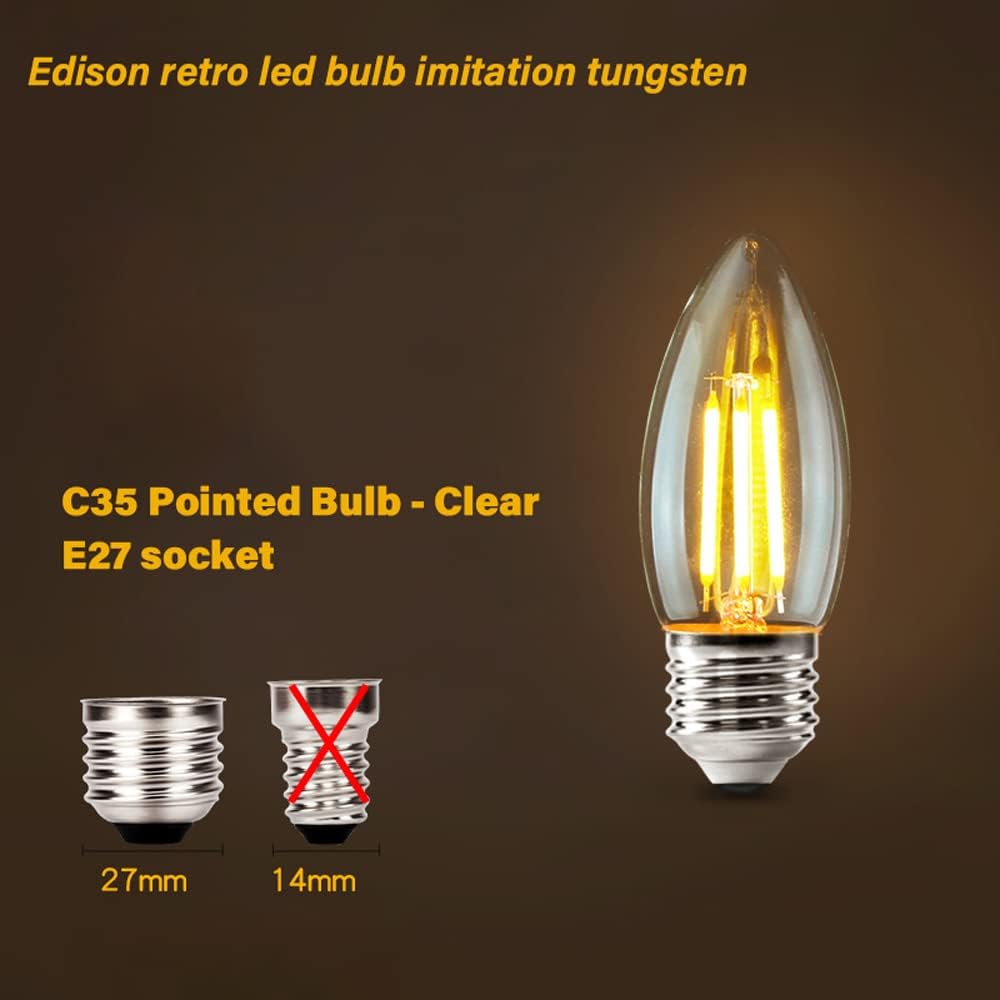 Bec LED vintage Edison cu filament C35 E27/4W/230V 2700K
