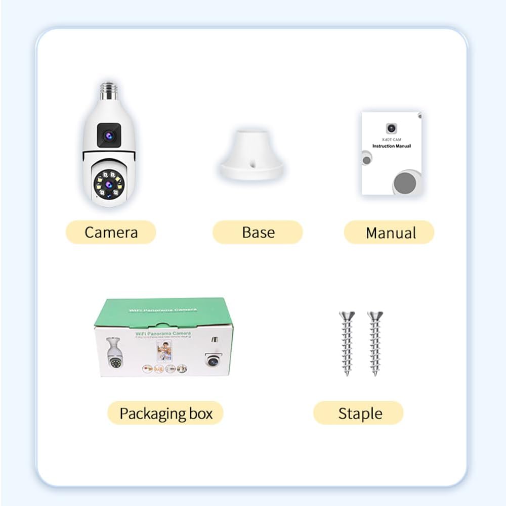 Camera de supraveghere dubla tip bec E27 cu audio bidirecțional și viziune de noapte color