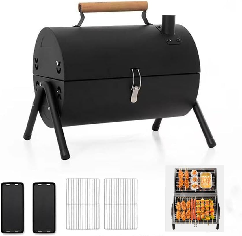 Gratar Portabil, Circular, Metal 38x25x38cm, Negru