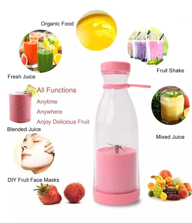 Mini Blender portabil - Smoothie & Shake, incarcare usb 6 Lame otel Inoxidabil,  380 ml