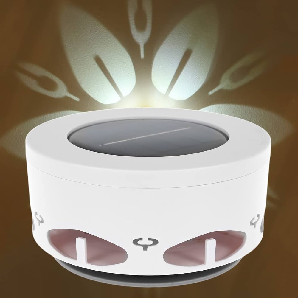 Lampa solara LED decorativa cu proiectie floare, IP65, 5W, alb rece, dimensiuni 12.5 x 6.5 cm