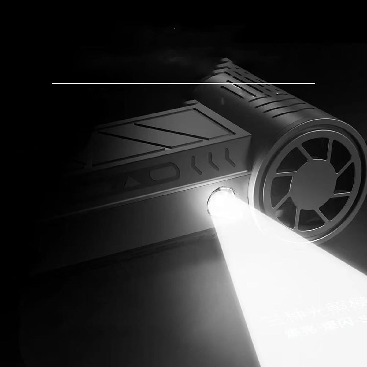 Mini ventilator de aer comprimat, 4 trepte de viteza, lanterna, incarcare USB