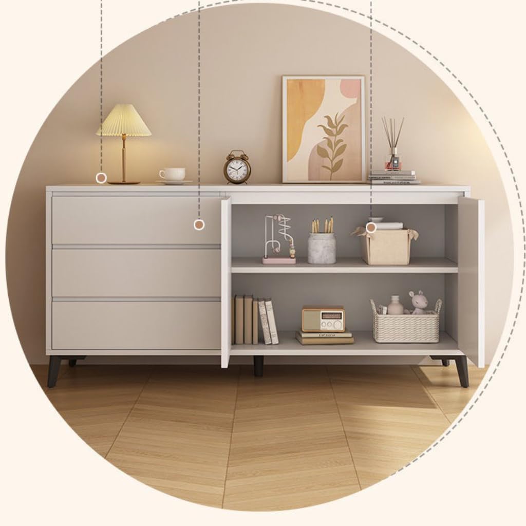 Comoda moderna si simpla cu 3 sertare si 2 usi, MDF, 140x40x75cm