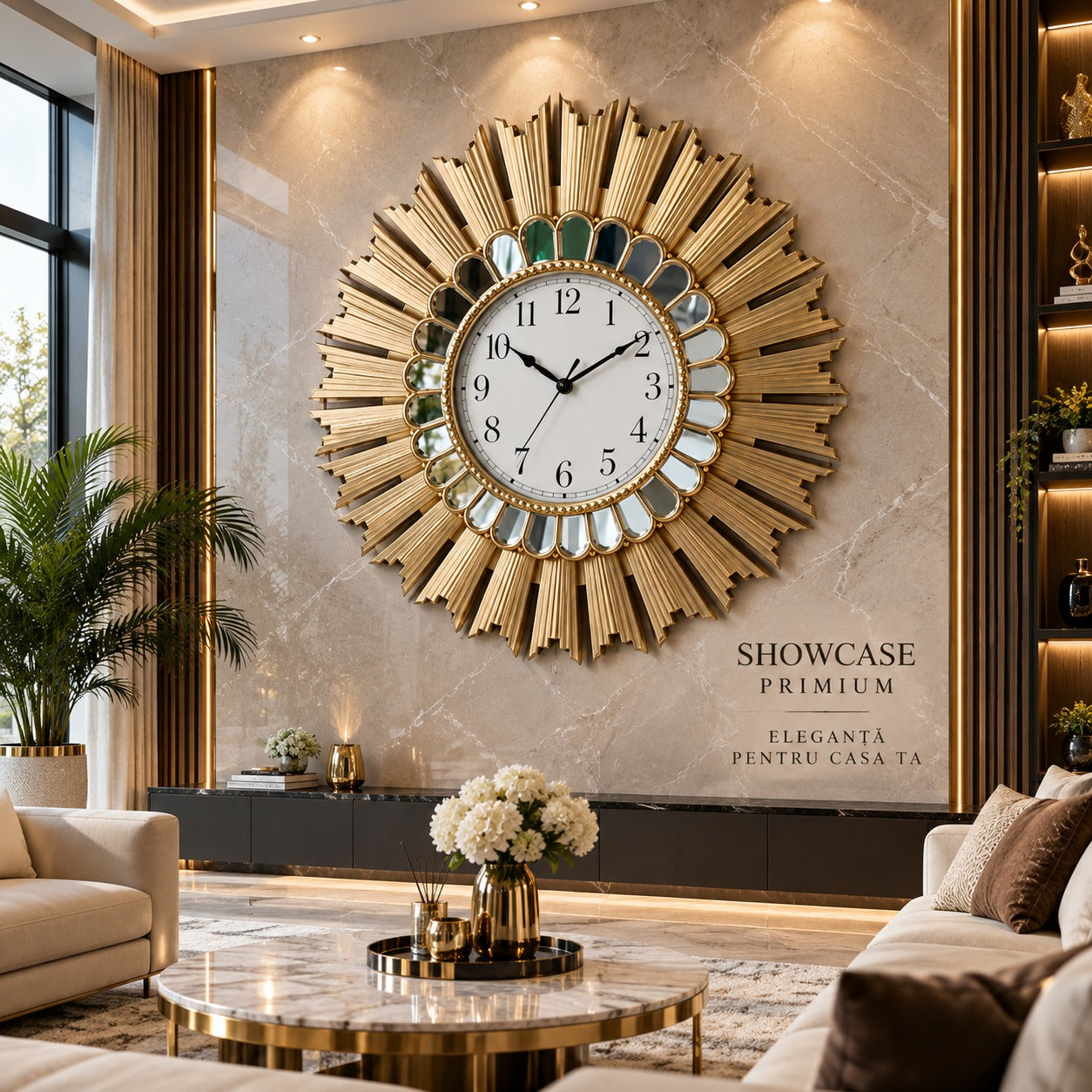 Ceas de Perete Decorativ Premium Design Elegant Mecanism Quartz 70 cm - imagine 3