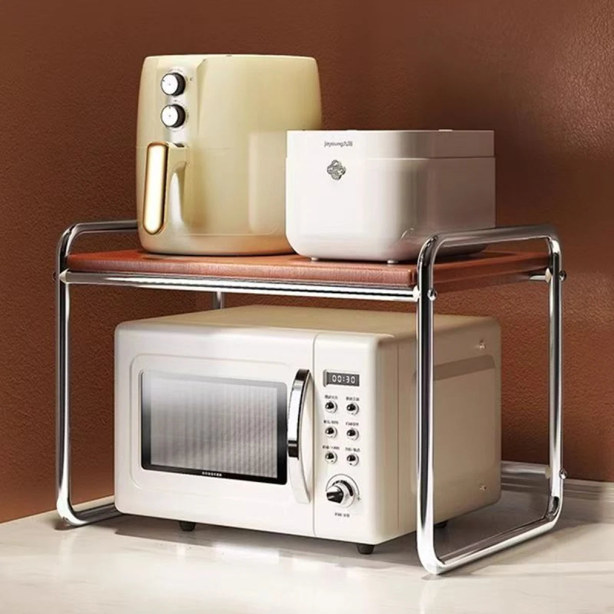 Raft din otel carbon galvanizat pentru microunde cu polita din MDF, 50.5 cm x 36 cm x 48.5 cm