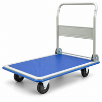 Carucior Platforma Pliabil Transport Marfa 300 kg 900x600 mm 4 Roti TPR Silentioase Maner Rabatabil Albastru - detaliu produs