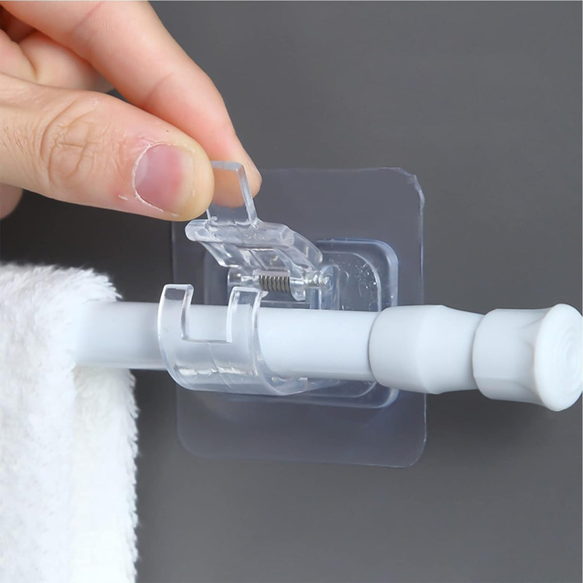 Set 10 Suporturi pentru Tija de Perdea Longziming Plastic Transparent Autoadeziv - detaliu produs