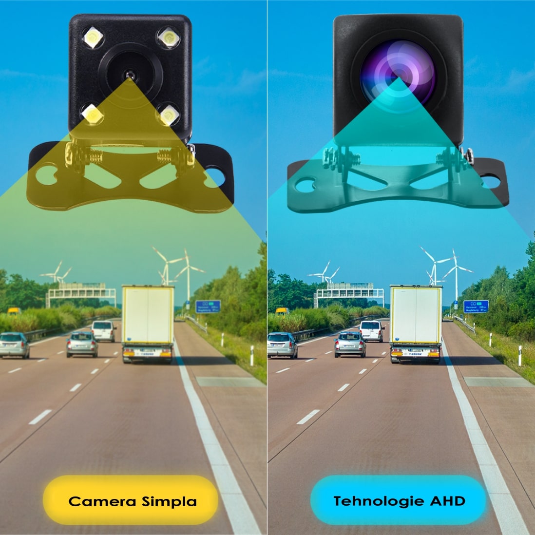 Camera marsarier universala AHD 1080P / 720P -170 grade, pentru montaj Fata sau Spate, prindere prin suruburi