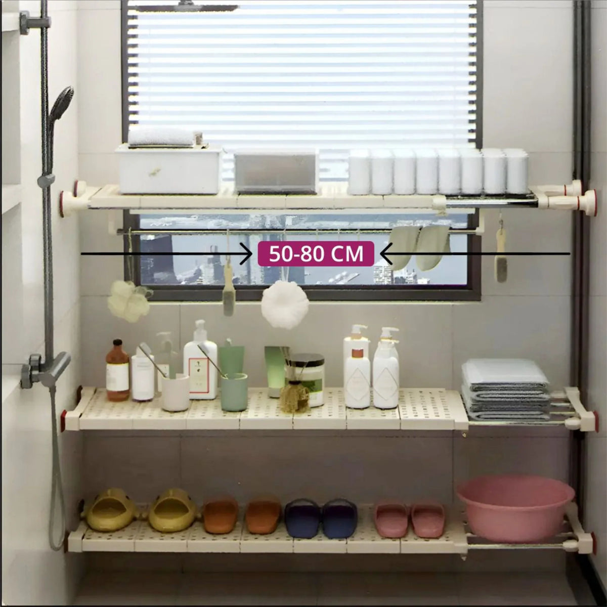 Separator telescopic multifunctional, extensibil 90–160 cm, din ABS și oțel Inoxidabil