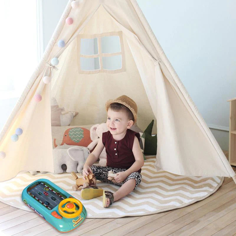 Jucarie Interactiva volan de condus cu circuit curse, sunete si functii, alimentare USB, pentru Copii 3-6 Ani