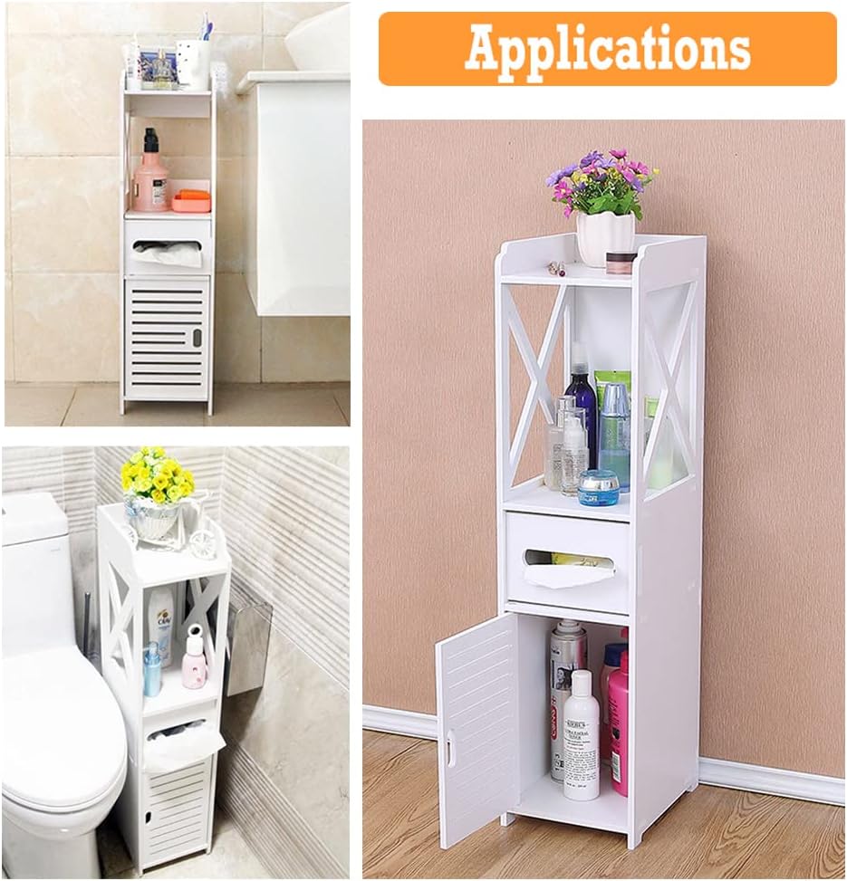 Dulap vertical pentru baie, 80 x 20 x 18 cm, Alb