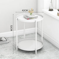 Masuta rotunda pentru cafea din metal, 2 nivele, 42 x 52 cm, negru - imagine 3