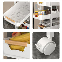 Suport slim portabil cu 5 nivele, 4 rafturi retractabile si 1 polita din MDF, rotativ 360°, 38x 23.5 x 81.5 cm - imagine 8