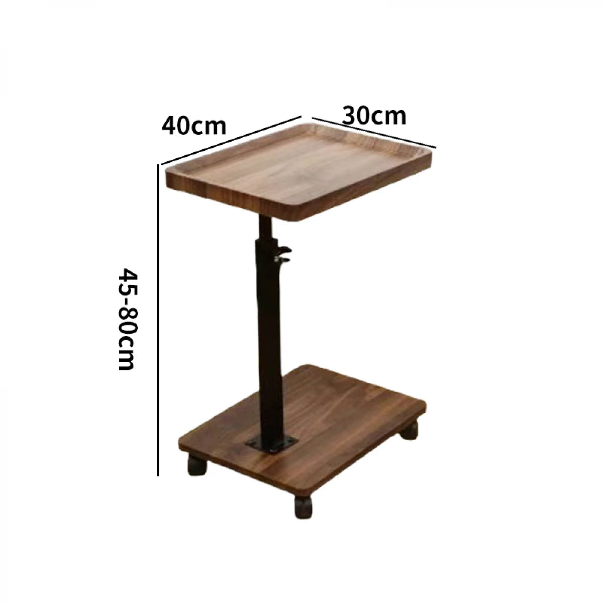 Masuta portabila pentru cafea, 2 blaturi MDF, inaltime ajustabila 45-80 cm, blat superior 40 x 30 cm, maro