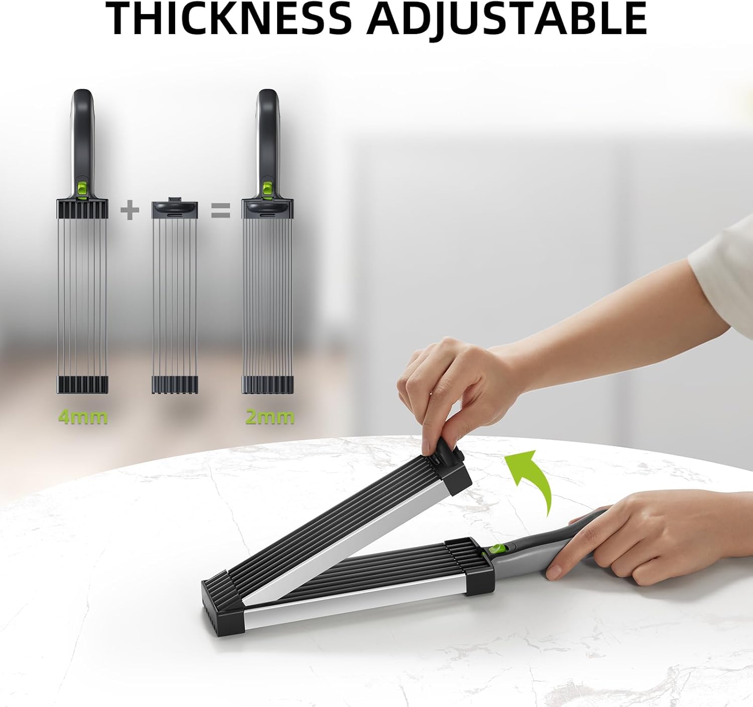 Feliator Profesional pentru Carne cu Lame Multiple din Inox Alimentar si Grosime Ajustabila (2-4mm) – Ideal pentru Tartar, Fasii, Felii si Cuburi de Carne