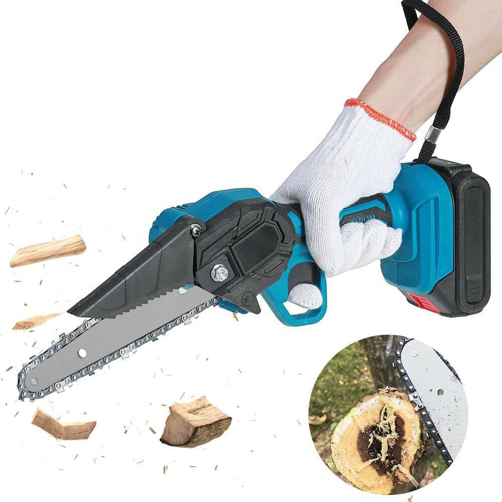 Mini Fierastrau Electric 24V cu Lant 6 inch si 2 Acumulatori 2000 mAh