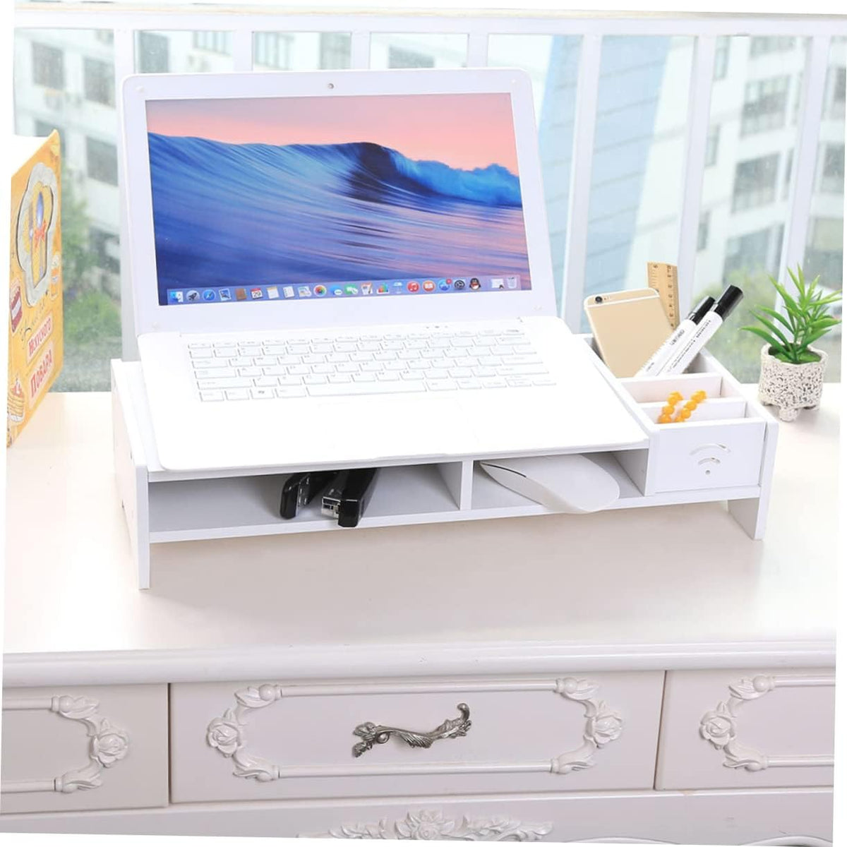 Suport multifunctional monitor, din PVC, 49x21x11cm