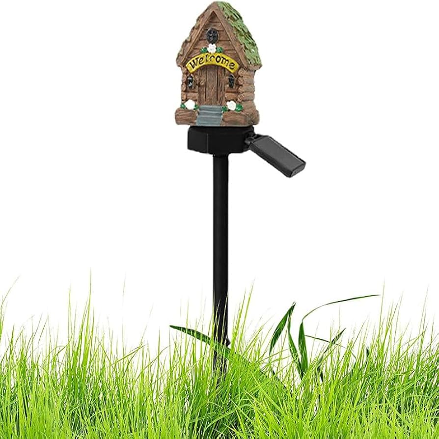 Lampa decorativa de gradina cu încarcare solara, model casuta din povesti