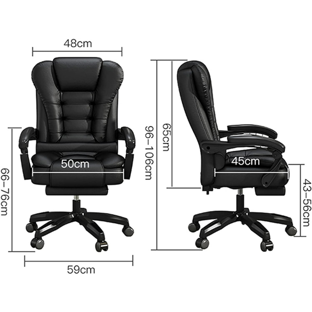 Scaun de Birou Ergonomic Directorial, Piele Ecologică, Recliner și Suport pentru Picioare