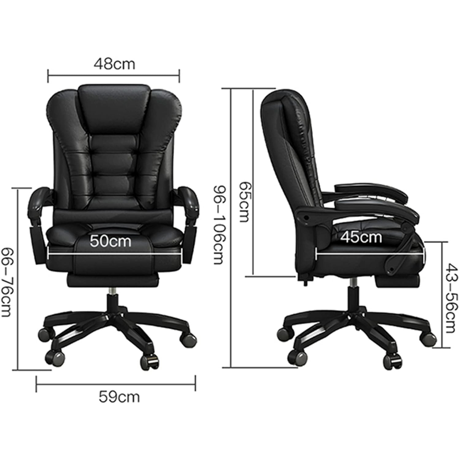 Scaun de Birou Ergonomic Directorial, Piele Ecologică, Recliner și Suport pentru Picioare