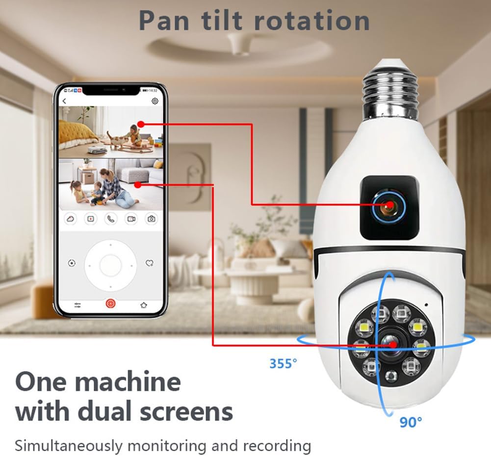 Camera de supraveghere dubla tip bec E27 cu audio bidirecțional și viziune de noapte color