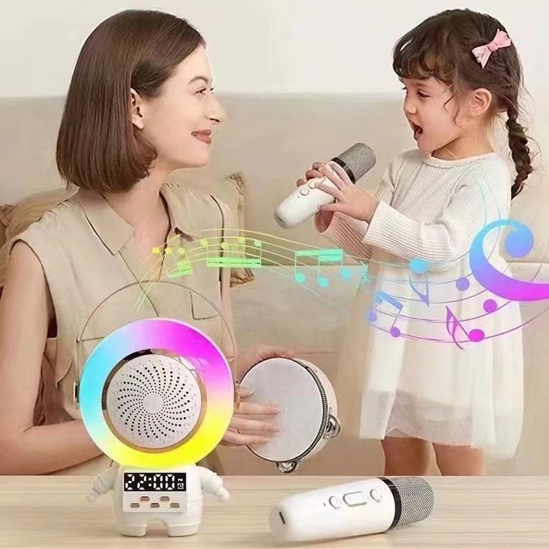 Boxa karaoke portabila cu 1 microfon wireless, Bluetooth, ceas si alarma