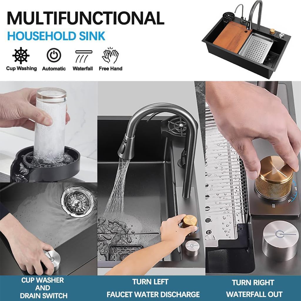 Set chiuveta bucatarie cu baterie cu dus extractibil și accesorii, culoare gri antracit