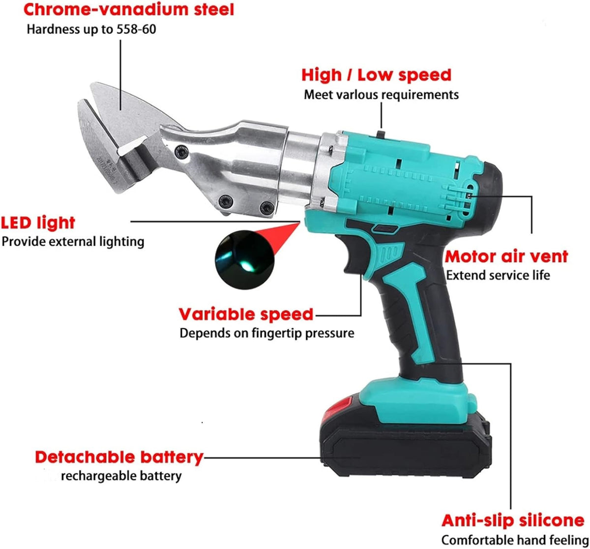 Foarfeca electrica de taiat tabla cu 2 acumulatori 2 Ah, 24V, Blitz Power